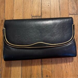 Vintage Warren Reed Black Clutch with Gold Trim